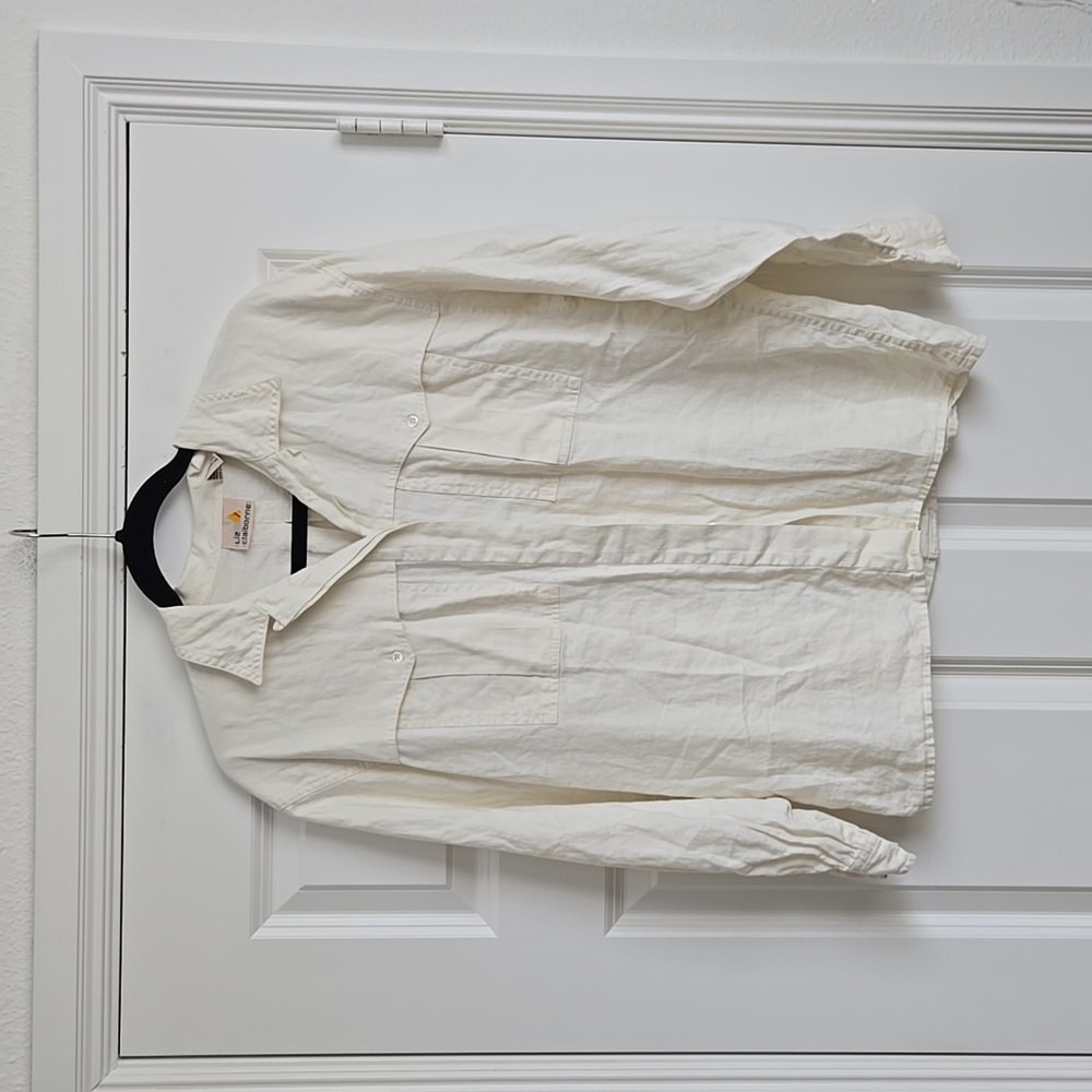 Liz Claiborne off white linen top